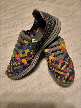 Bernie Mev Rainbow Woven Slip-On Shoes Size 8,5